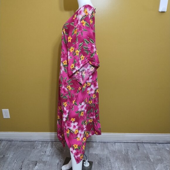 VTG Hawaiian Station Floral Pink Mumu One Size Tropical - Picture 4 of 6